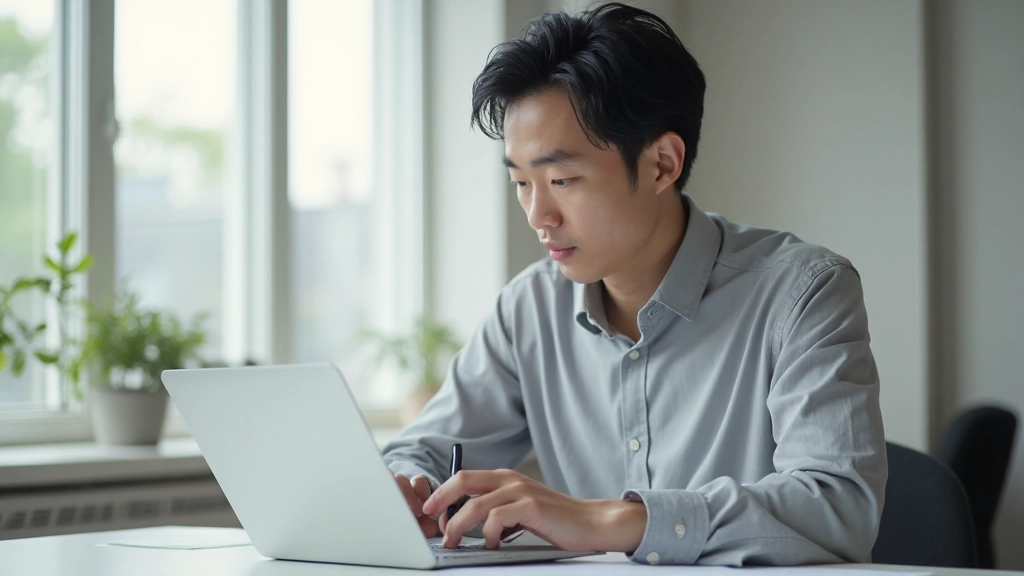 集中した仕事環境でラップトップを使用し、ノートを取りながら計画を立てる専門家